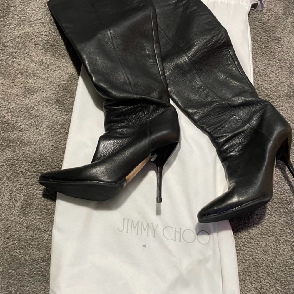 Knee high Jimmy Choo black leather boots - Picture 3 of 11